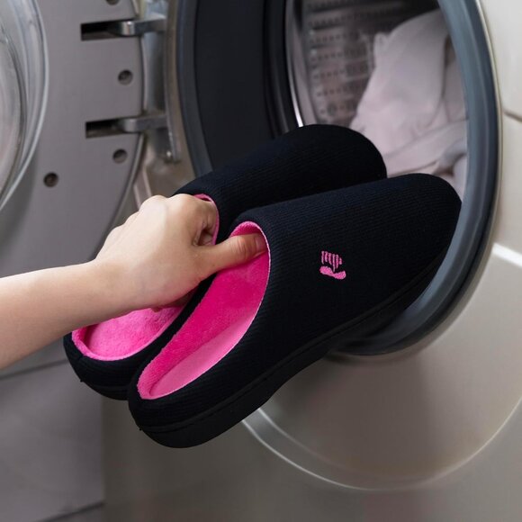 Women's Dark Navy-Fuscia Two-Tone Memory Foam Slipper  Indoor House Shoes - Picture 6 of 6